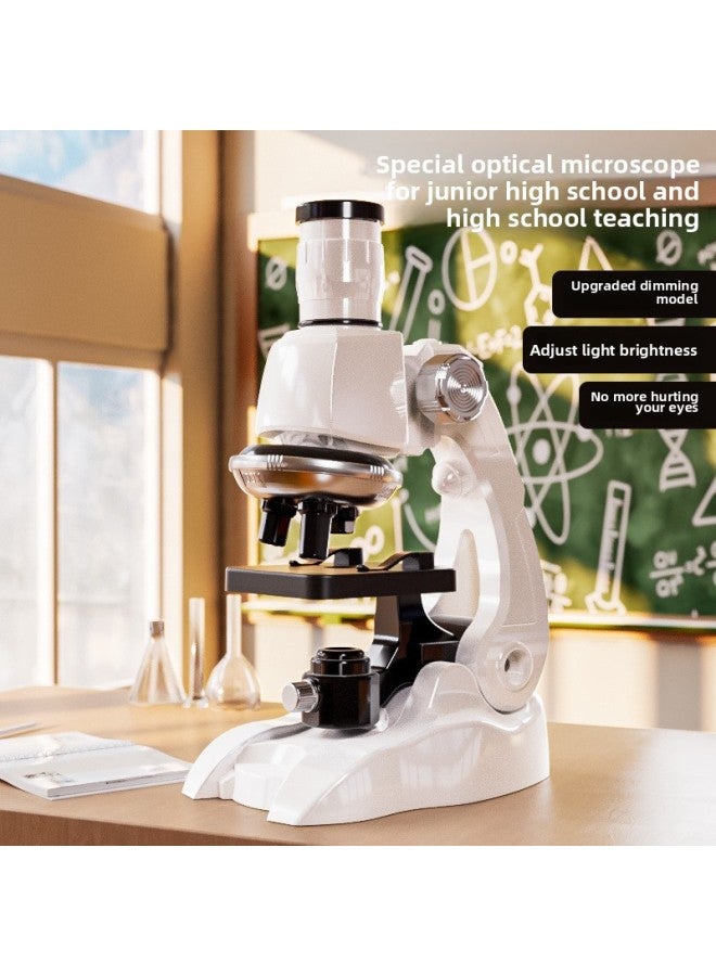 Loquat Junior High School Children Optical Microscope 1200 Times Professional Biological Science Equipment Small Experiment Educational Toys-Specifications:Red - 1200 Times Microscope + 12 Specimens-Color: - Image 3