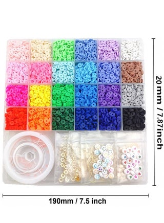 6000+ Polymer Clay Beads for Bracelet Making Kit - DIY Jewelry Set with Pendant Charms, Elastic Strings, 24 Colors Preppy Spacer Flat Beads for Bracelets, Necklace, Earrings - view 5