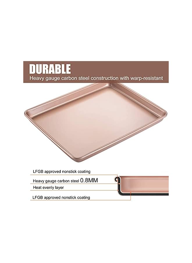 مجموعة صينية خبز عميقة مستطيلة، 3 قطع من صينية الكيك المصنوعة من الألومنيوم، أوراق خبز غير لاصقة، صينية خبز، فرن محمصة خبز، طلاء غير لاصق آمن للطعام - Image 4