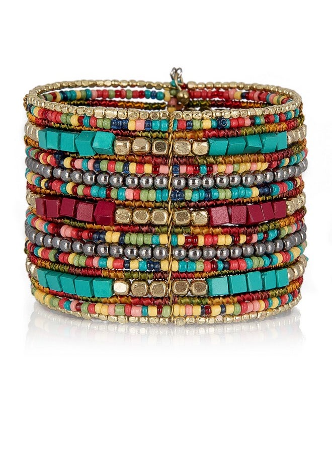 Bohemian Multicolored Beaded Cuff Bracelets For Women Collection (Teal Red Cube) - pzsku/ZC97BBCB0F3B46913CF67Z/45/_/1718613462/ab59652b-2436-40be-8638-12b2a6f6537c