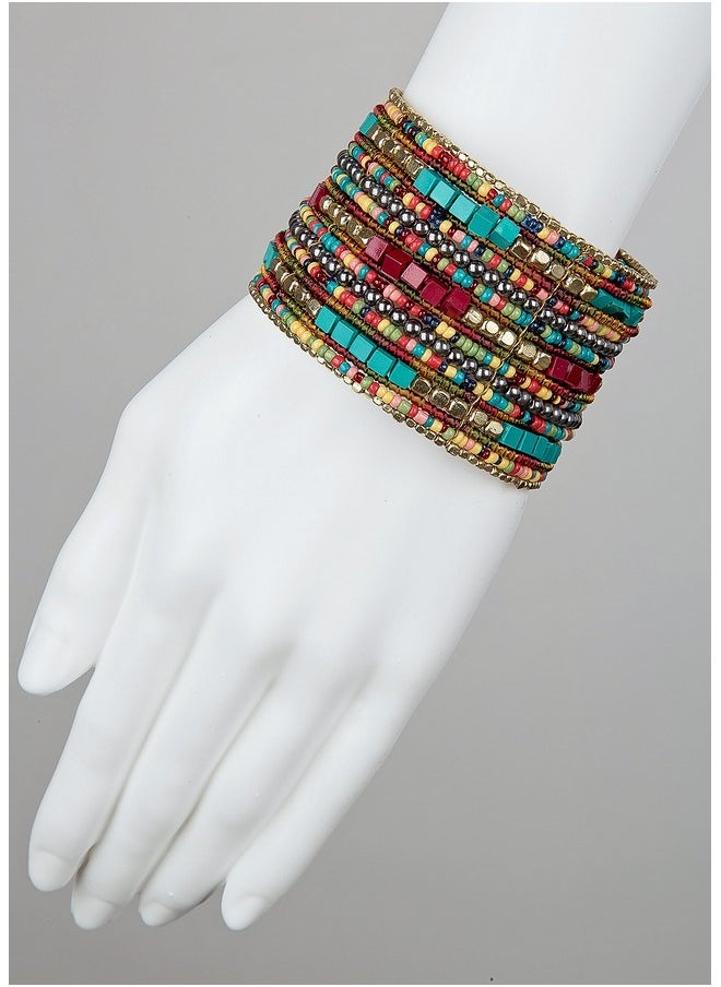 Bohemian Multicolored Beaded Cuff Bracelets For Women Collection (Teal Red Cube) - pzsku/ZC97BBCB0F3B46913CF67Z/45/_/1718613463/1d9c43a0-9650-4be9-8ab0-b4672518ce0e