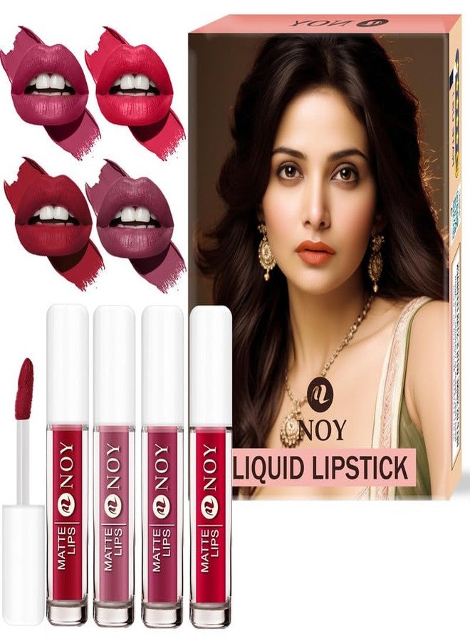 Noy Lipsticks For Dark Skin Tone Bold Matte Pigment for a Modern Look - Cherry Nude, Nude Pink, Mauve Nude, Red Magenta Shades Pack of 4 - Image 1