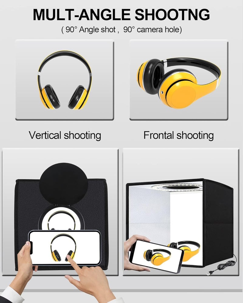 Excefore Mini Photo Studio Light Box, Portable Folding, Soft Box Set with 12 Color Backdrops, CRI >95 96pcs LED Light, Mini Photo Studio Kit for Small Size Products, Photography Light Tent - Image 2
