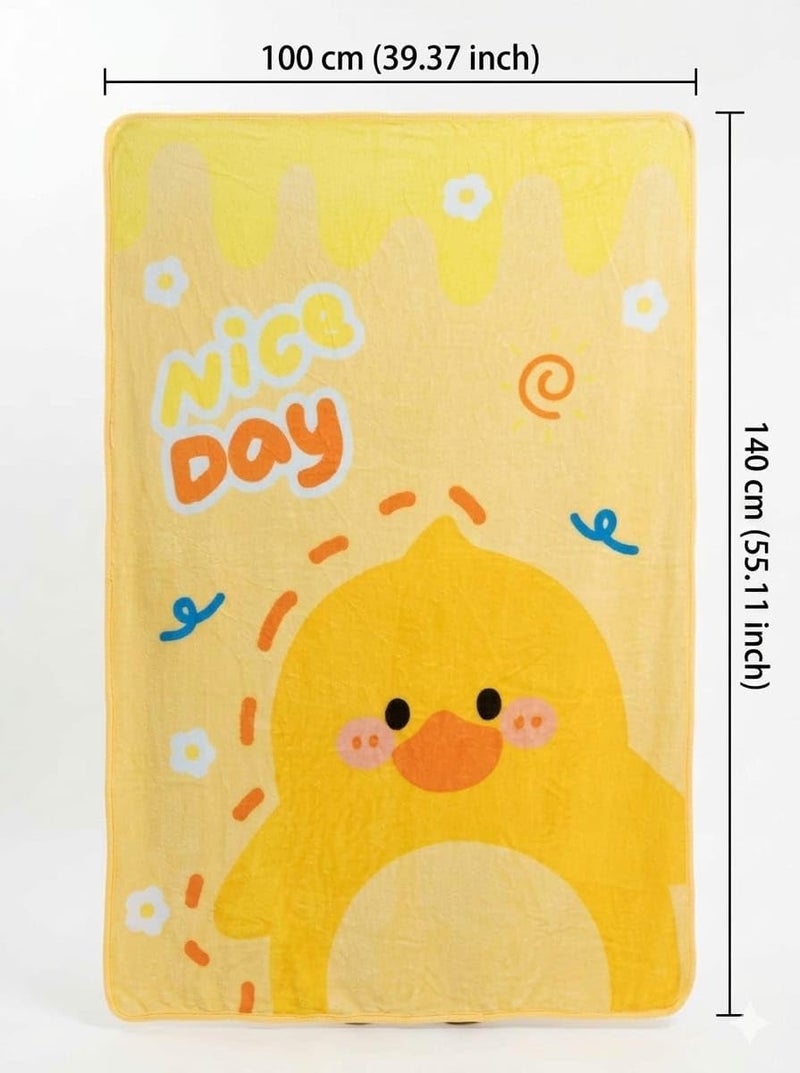 Butterthief Lightweight Baby Blanket 100 x 140 cm | Soft Flannel Cartoon Printed Reversible Blanket for Newborn, Kids & Toddlers (0–5 Years) | All Season Blanket for Boys & Girls – Yellow Duck - Image 2