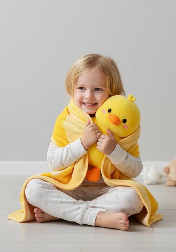 Butterthief Lightweight Baby Blanket 100 x 140 cm | Soft Flannel Cartoon Printed Reversible Blanket for Newborn, Kids & Toddlers (0–5 Years) | All Season Blanket for Boys & Girls – Yellow Duck - Image 4