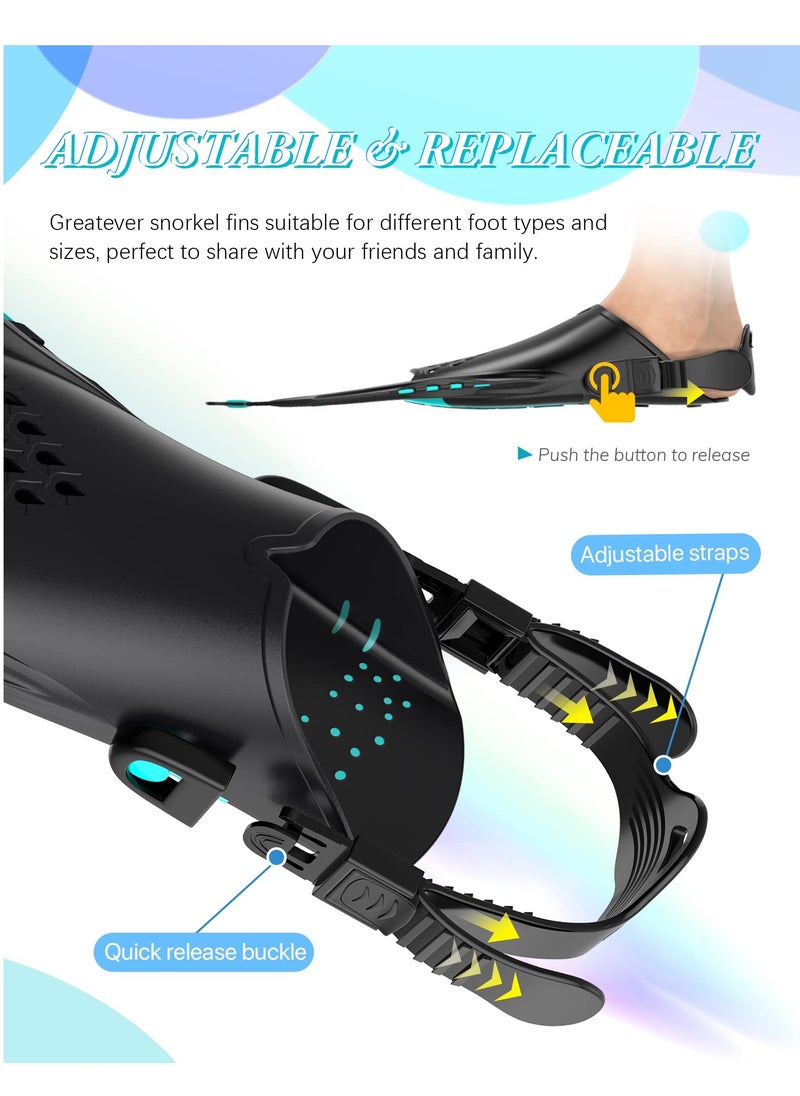 KASTWAVE Snorkel Fins Adjustable Buckles Open Heel Swim Flippers Travel Size Short Swim Fins for Snorkeling Diving Swimming Adult Men Womens  - Image 4