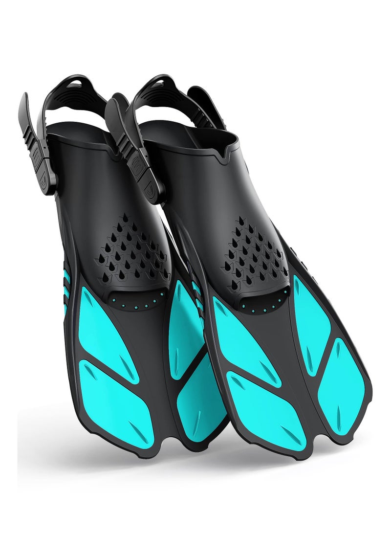 KASTWAVE Snorkel Fins Adjustable Buckles Open Heel Swim Flippers Travel Size Short Swim Fins for Snorkeling Diving Swimming Adult Men Womens  - Image 1