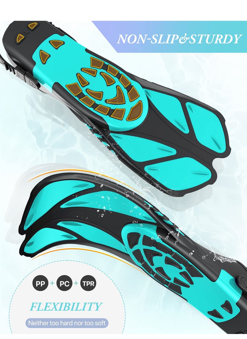 KASTWAVE Snorkel Fins Adjustable Buckles Open Heel Swim Flippers Travel Size Short Swim Fins for Snorkeling Diving Swimming Adult Men Womens  - Image 3