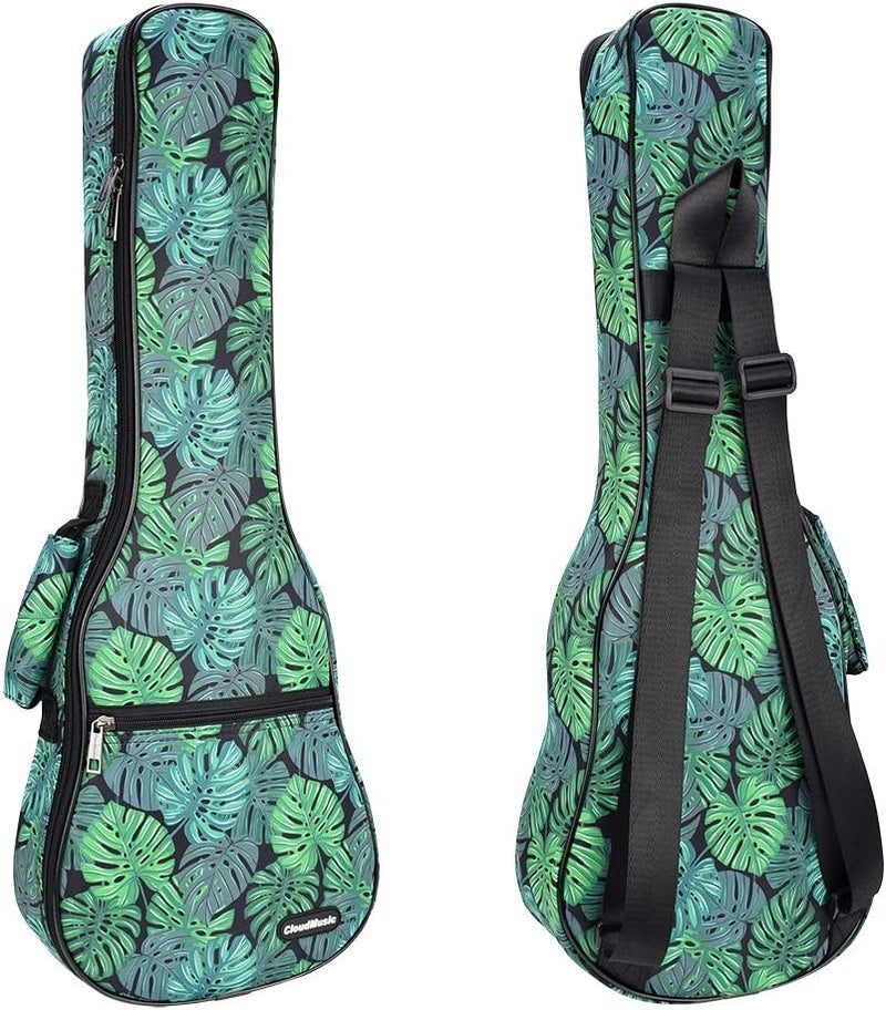 CLOUDMUSIC Ukulele Case Gig Bag Padded Backpack For Soprano 21" Inch(soprano,Green Monstera) - Image 1