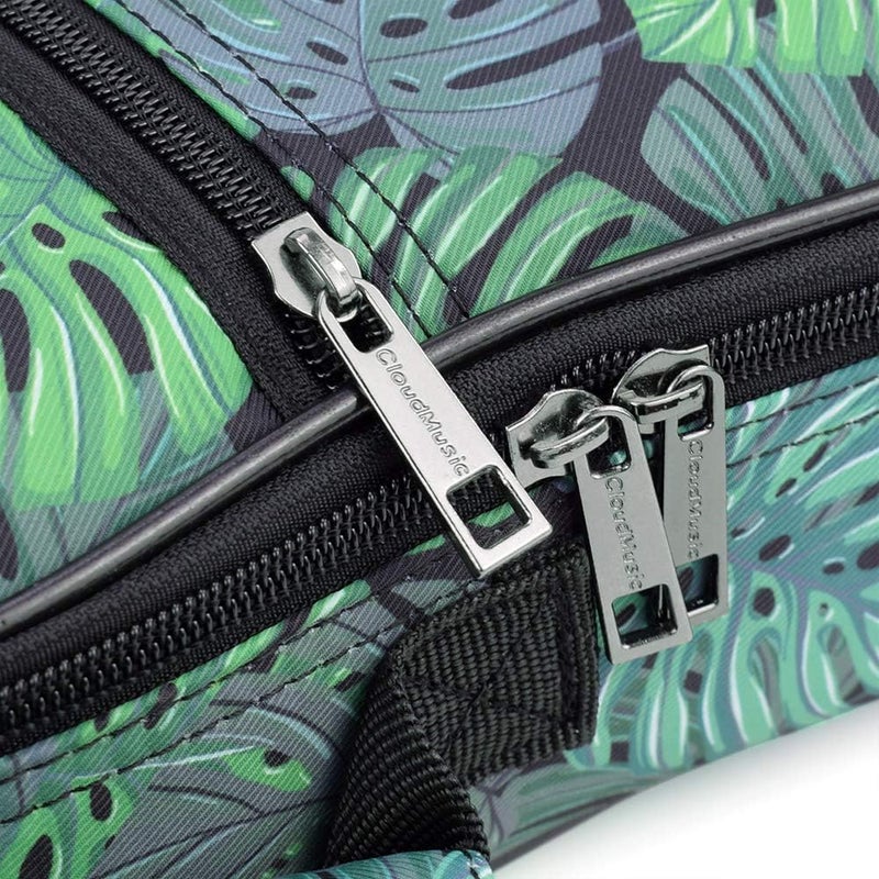 CLOUDMUSIC Ukulele Case Gig Bag Padded Backpack For Soprano 21" Inch(soprano,Green Monstera) - Image 3