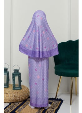 Altobeh Children's Prayer Set Practical Two-Piece Patterned Sleeves Removable Headscarved Lycra Hijab Dress (6-12 Years) 901-0102  - Image 3