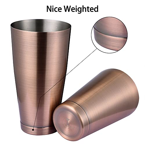 ETENS Boston Cocktail Shaker Antique Copper, Cocktail Shaker Tins Weighted, Bar Shaker Set Bartender Shakers for Bartending - Martini Shaker Stainless Steel Drink Mixer | Bar Tools Metal Shaking Tin - Image 3