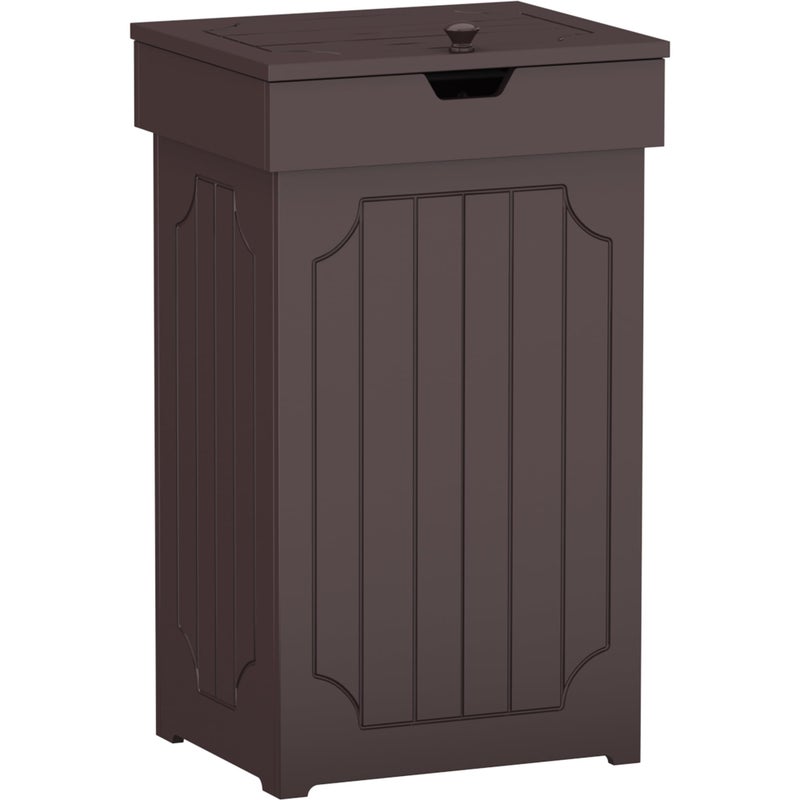 Function Home Trash Can Cabinet, 13 Gallon Kitchen Garbage Can, Wooden Recycling Trash Bin, Freestanding Dog Proof Trash Can, Farmhouse Trash Cabinet with Lid for Home Kitchen Living Room, Coffee - Image 1