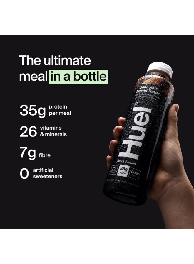 HUELE Huel Black Edition Ready-to-drink, 8 x 500ml Bottles, Protein Shakes, Chocolate Peanut Butter, High Protein Drink, 35g Protein Per Bottle - Image 4