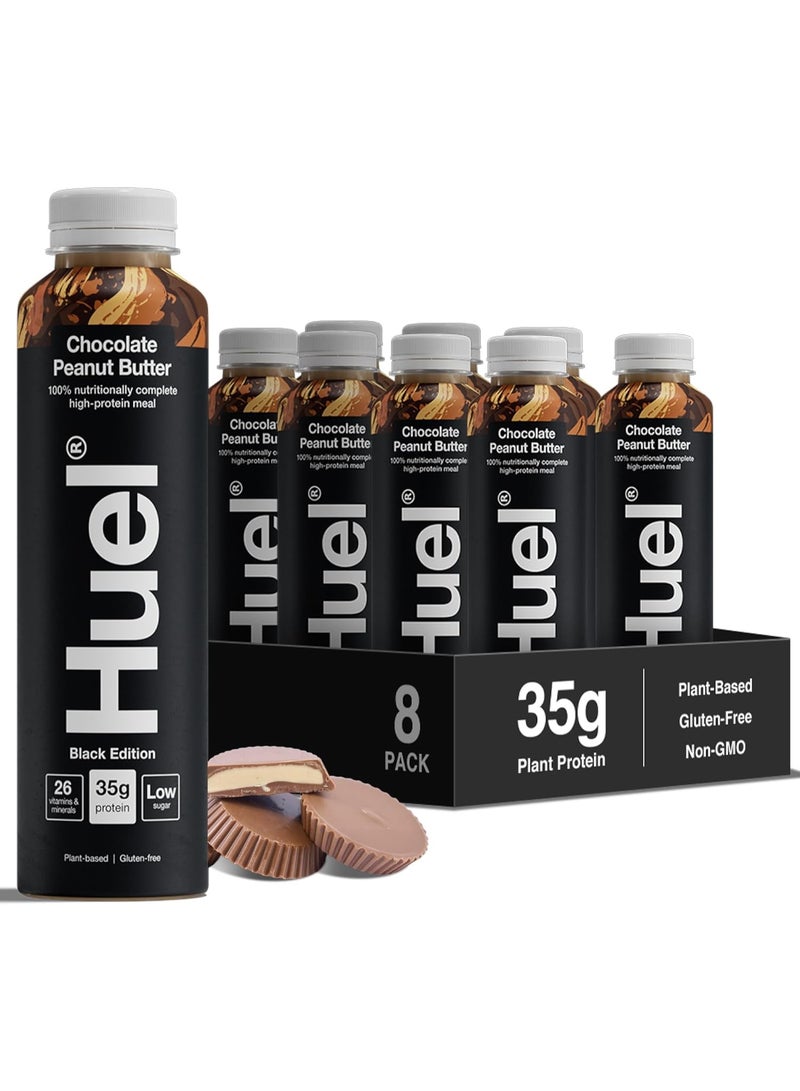 HUELE Huel Black Edition Ready-to-drink, 8 x 500ml Bottles, Protein Shakes, Chocolate Peanut Butter, High Protein Drink, 35g Protein Per Bottle - Image 1