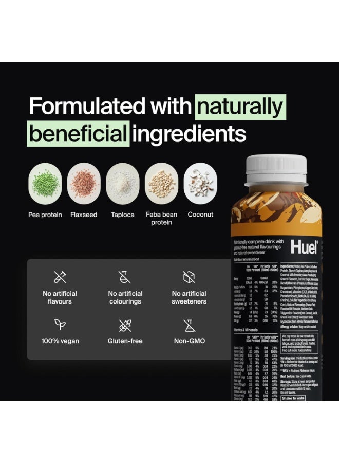 HUELE Huel Black Edition Ready-to-drink, 8 x 500ml Bottles, Protein Shakes, Chocolate Peanut Butter, High Protein Drink, 35g Protein Per Bottle - Image 3