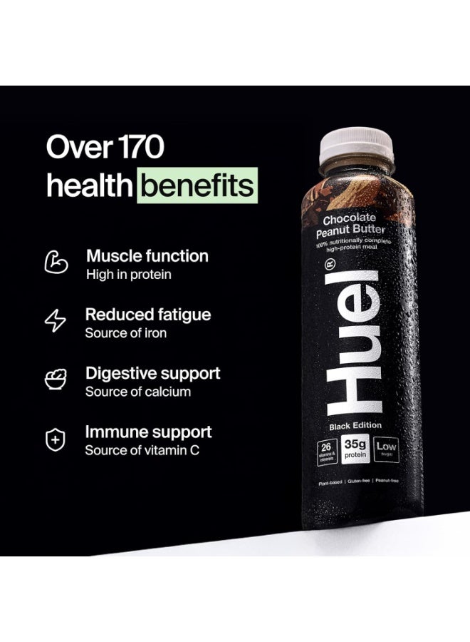 HUELE Huel Black Edition Ready-to-drink, 8 x 500ml Bottles, Protein Shakes, Chocolate Peanut Butter, High Protein Drink, 35g Protein Per Bottle - Image 5