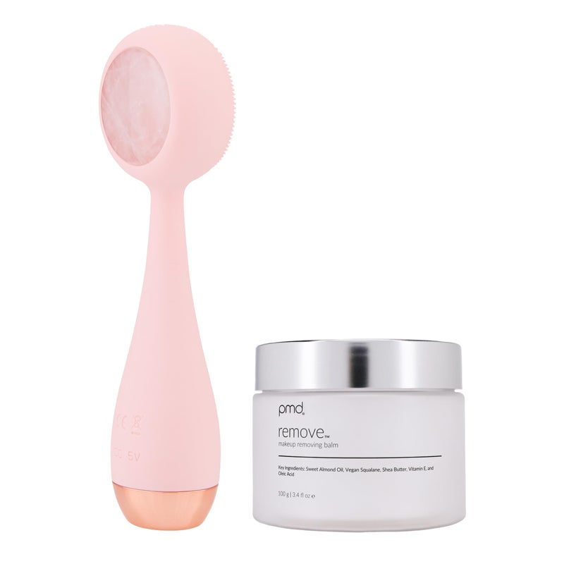 PMD Beauty PMD Clean Pro RQ Smart Facial Cleansing Device with Silicone Brush Rose Quartz Gemstone