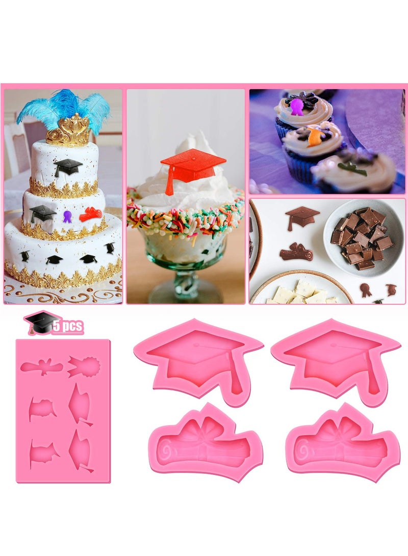 Barakah 5 Pack Graduation Silicone Mold Set 2023 Graduation Kitchen Baking Mold, Chocolate Candy Molds Chocolate Baking Resin Mold, Silicone Mold for Grad Party Cake Cupcake Topper Decoration - Image 2