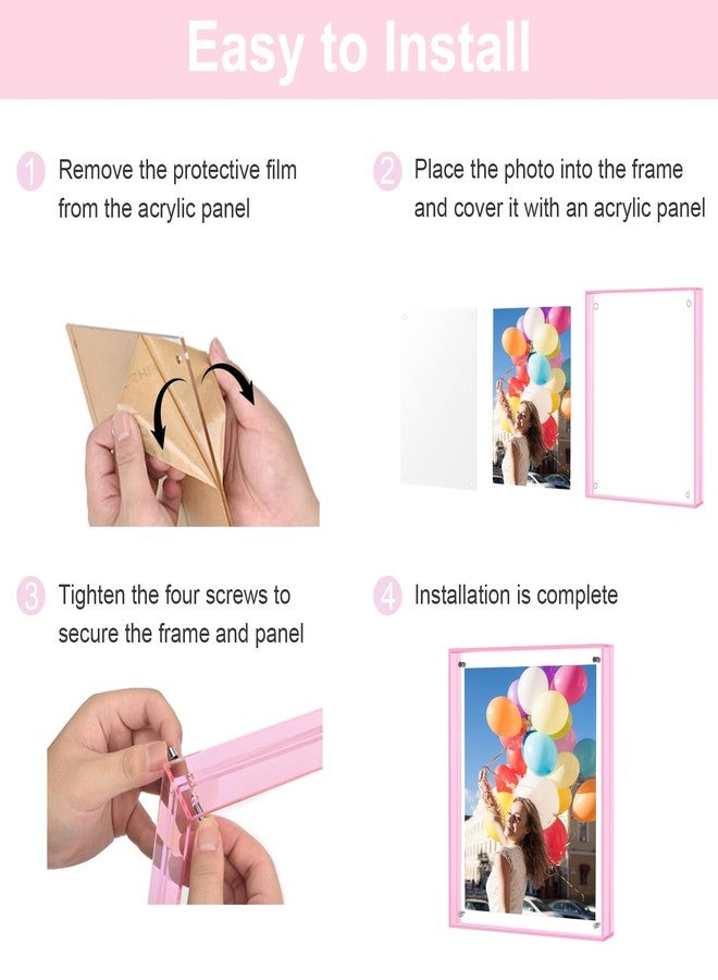 MFoffice 5x7 Picture Frame - Stunning Color Acrylic Photo Frame - Use as 5x7, 5x5, 4x6 Picture Frame and Acrylic Decorative Tray - Horizontal and Vertical Formats for Tabletop Display, Pink, 1Pack - Image 4