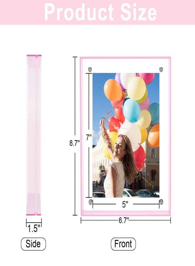 MFoffice 5x7 Picture Frame - Stunning Color Acrylic Photo Frame - Use as 5x7, 5x5, 4x6 Picture Frame and Acrylic Decorative Tray - Horizontal and Vertical Formats for Tabletop Display, Pink, 1Pack - Image 2