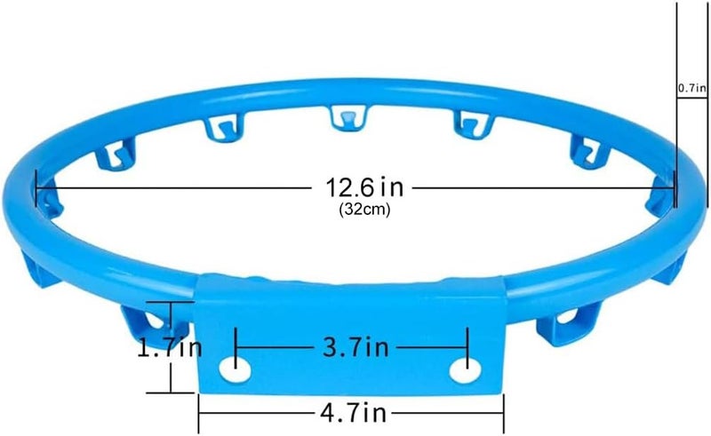 Luwint Kids Basketball Hoop, Durable Basketball Rim Goal for Children Indoor Outdoor Wall Mounted, Blue, 12.6'' Not Full Size - Image 3