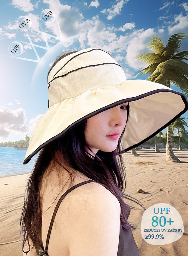 DUNISO Women's Foldable Sun Hat Summer Wide Brim Roll Up Beach Cap Summer Solid Travel Beach Bucket Hats UV Protection UPF50+ for Vacation Outdoor Activities - Image 1