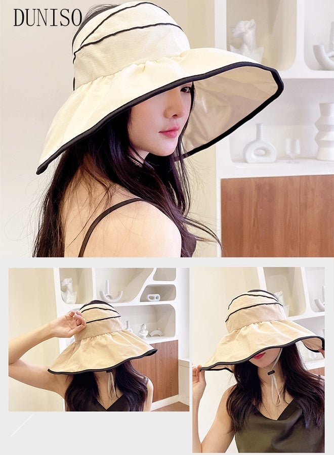 DUNISO Women's Foldable Sun Hat Summer Wide Brim Roll Up Beach Cap Summer Solid Travel Beach Bucket Hats UV Protection UPF50+ for Vacation Outdoor Activities - Image 3