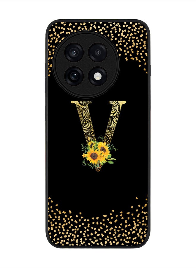 Stylizedd For OnePlus 13R / Ace 5 Pro Case,Slim fit Camera Protection, Shockproof Thin Phone cover  - Custom Floral Monogram - V ( Black )