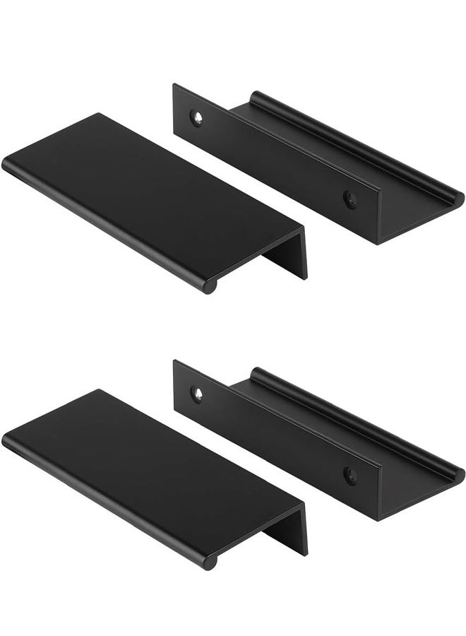 Cabinet Pulls Kitchen Cabinet Hardware Aluminum Alloy Cabinet Edge Pull Cabinet Finger Pull 96mm Center to Center,4 Pack,Black