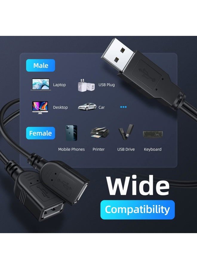 ANDTOBO محول كابل تمديد طاقة USB 2.0 A ذكر إلى 2 أنثى مزدوجة مع مقبس Y - Image 3