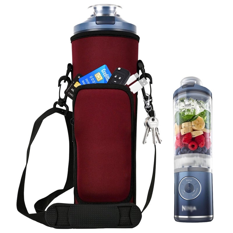 NUENSS-ROR NUENSSROR Storage Sleeve Bag for Ninja Blast Max Portable Blender with Shoulder Strap and Accessory Pocket compatible with BC251NVBC251IVBC251GYBC251MTBC251PKBC251LDBC251SL 22 oz Claret - Image 2