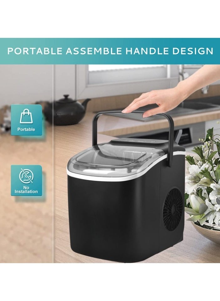 HICON Automatic Ice Maker, Lightweight and Portable, Self-Cleaning Function, Easy to Operate, Smart Operation, 1.3L Fast Ice Making with Low Noise, for Home Kitchen, Bars, Cafes, Restaurants HZB-16M Black  - Image 3
