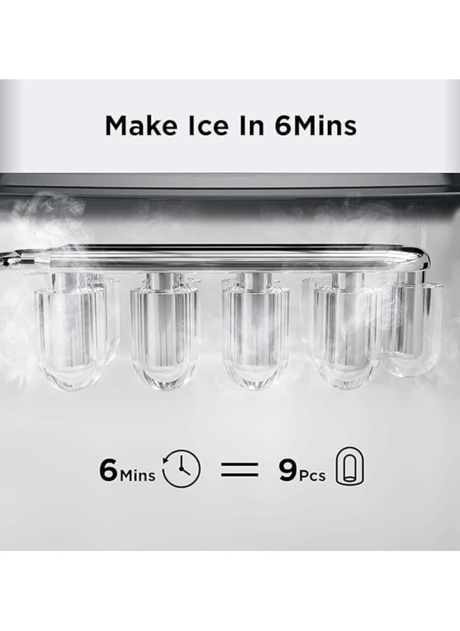 Automatic Ice Maker, Lightweight and Portable, Self-Cleaning Function, Easy to Operate, Smart Operation, 1.3L Fast Ice Making with Low Noise, for Home Kitchen, Bars, Cafes, Restaurants HZB-16M Black