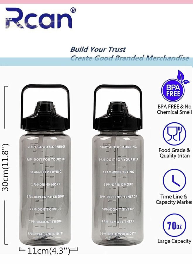 Rcan Portable Plastic Water Bottle with Straw and Handle Lid Large Capacity Water Cup with Time Marker Crossbody Carrier Strap Insulated Cloth Cup Bag Reusable Sports Drinking Bottle for Men and Women - Image 2