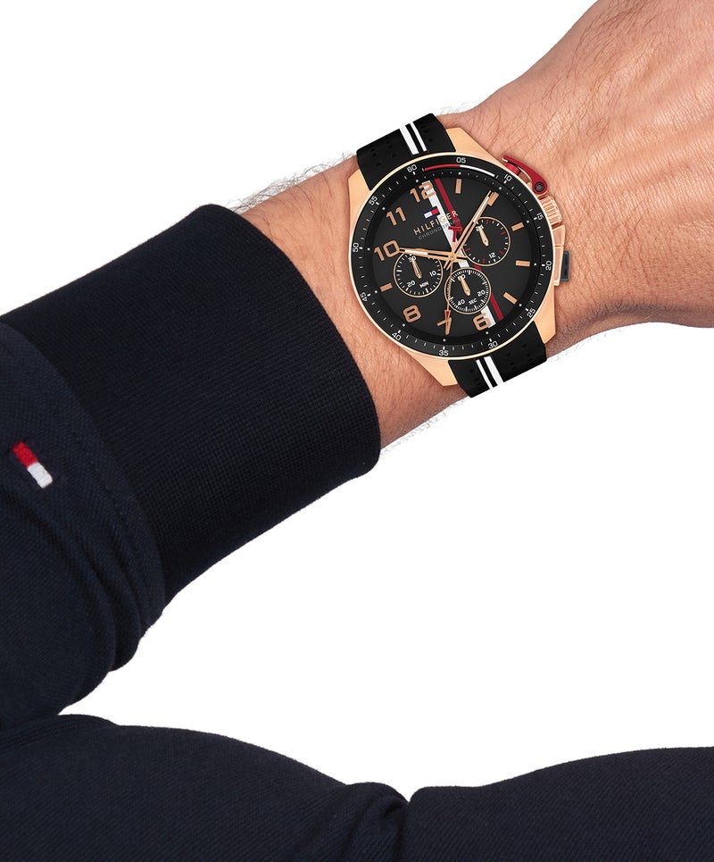 TOMMY HILFIGER Round Chronograph Men'S Ionic Plated Rose Gold Steel And Black Aluminum Case  Watch - Image 4
