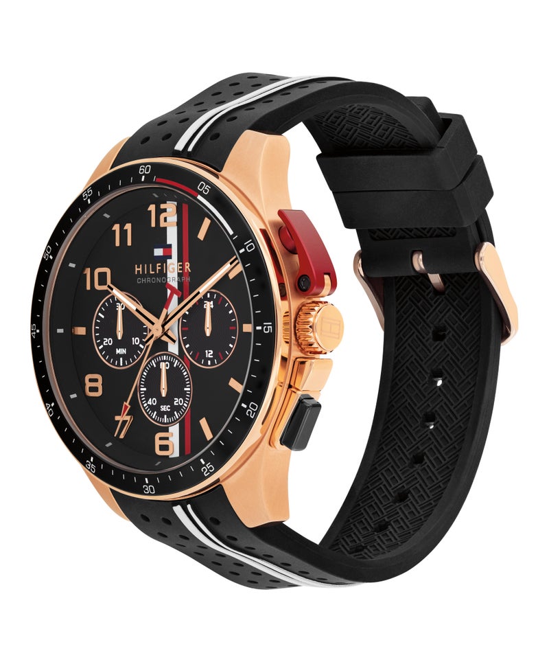 TOMMY HILFIGER Round Chronograph Men'S Ionic Plated Rose Gold Steel And Black Aluminum Case  Watch - Image 1