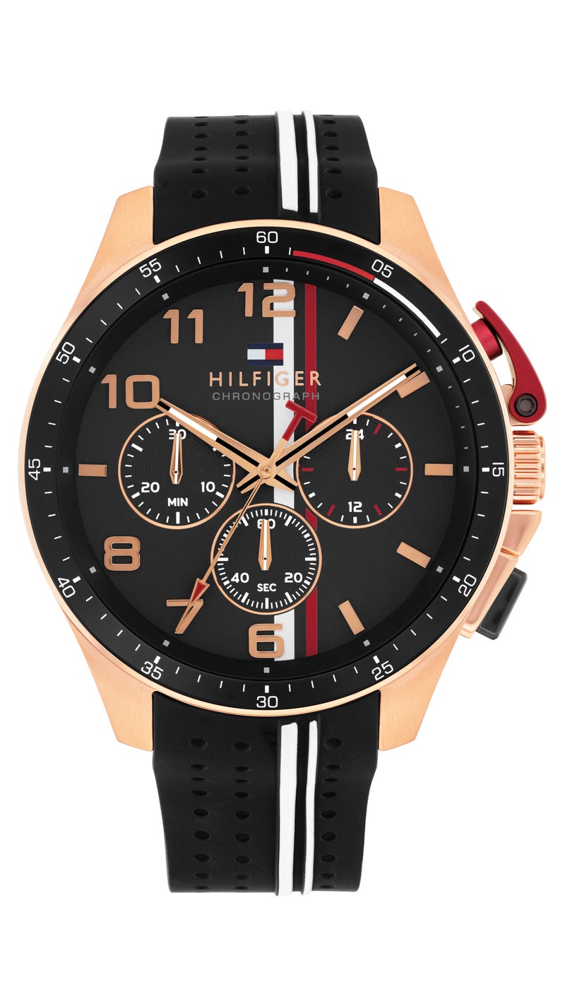 TOMMY HILFIGER Round Chronograph Men'S Ionic Plated Rose Gold Steel And Black Aluminum Case  Watch - Image 3