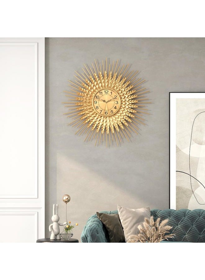 DAYDAYART Large Mid Century Gold Wall Clock Decorative Modern Sunburst Wall Clocks, Metal Big Silent Non-Ticking Clock, Luxury Home Gift Decor for Living Room, Bedroom, Dining Room, 24 inch - Image 2