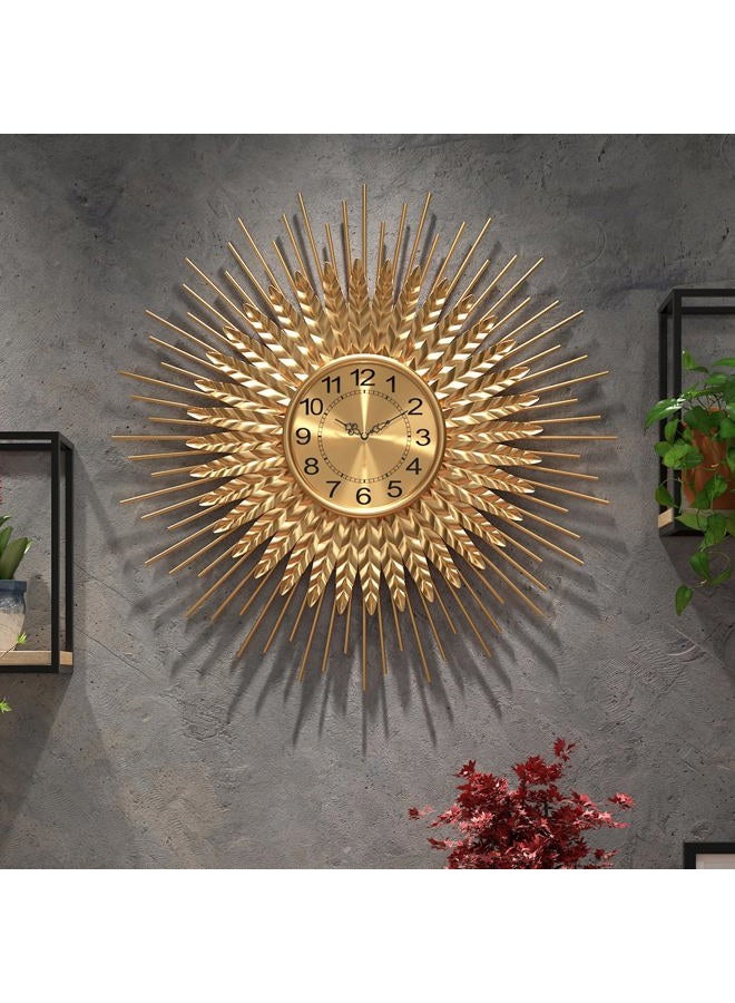 DAYDAYART Large Mid Century Gold Wall Clock Decorative Modern Sunburst Wall Clocks, Metal Big Silent Non-Ticking Clock, Luxury Home Gift Decor for Living Room, Bedroom, Dining Room, 24 inch - Image 1