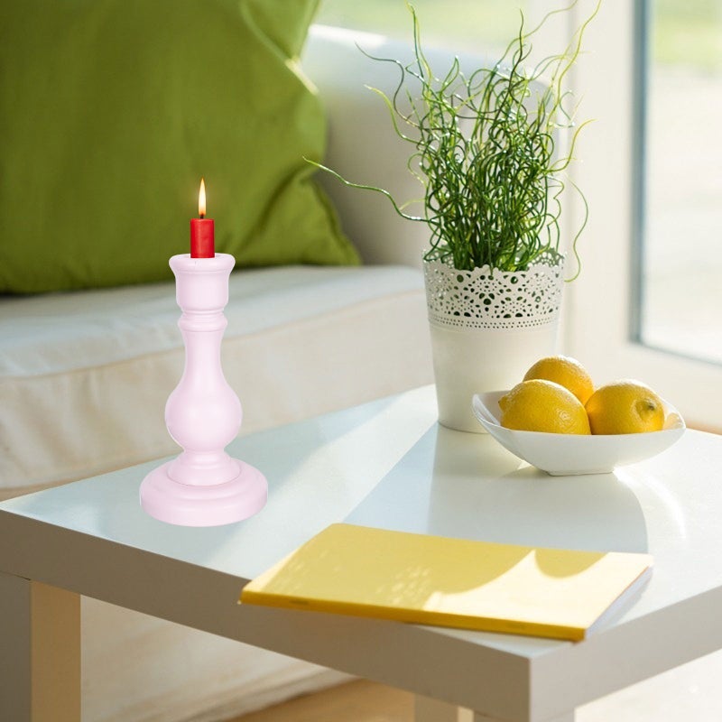 2pcs Wood Candlestick Decor Vintage Candle Holder Candle Holder Ornament - Image 3