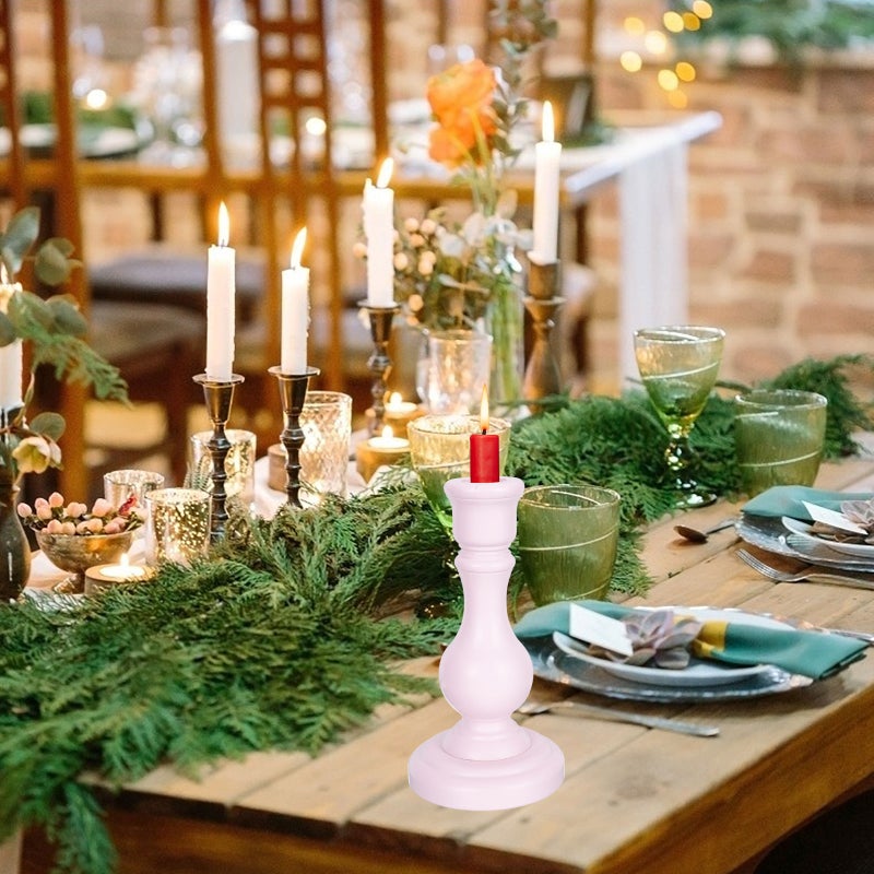 2pcs Wood Candlestick Decor Vintage Candle Holder Candle Holder Ornament - Image 5