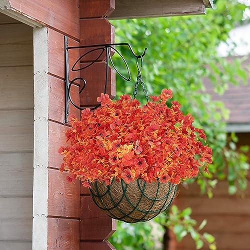 ATTGREAT Artificial Fall Flowers Outdoor UV Resistant Fake Mums Bulk Outdoor Faux Mums Plants Plastic Flower Decorations for Home Garden Porch Hanging Planter Vase Autumn Decor Outside, 12 Bundles (Orange) - Image 3