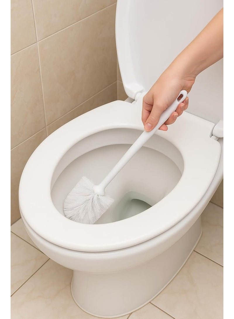 فرشاة تنظيف المرحاض من ، شعيرات قوية، مقبض طويل، قاعدة تخزين، أداة تنظيف، ملحق حمام (أبيض) - Image 5