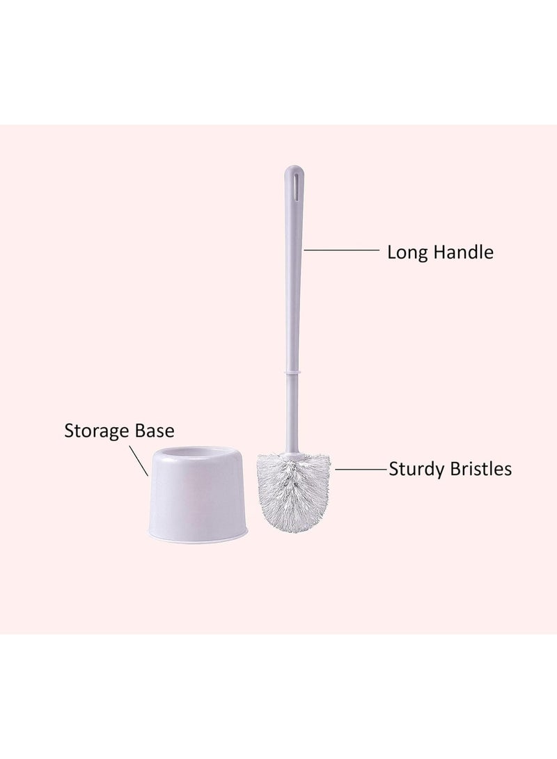 فرشاة تنظيف المرحاض من ، شعيرات قوية، مقبض طويل، قاعدة تخزين، أداة تنظيف، ملحق حمام (أبيض) - Image 4