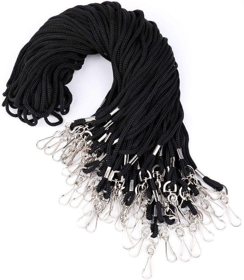 Yesland 150 Pack Black Safety Badge Lanyard with Swivel Hook 36 Inches Comfortable Braided Cord Neck Straps for ID Cards Business Cards Employee Students Office School Classroom - Image 2