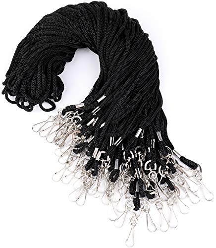 Yesland 150 Pack Black Safety Badge Lanyard with Swivel Hook 36 Inches Comfortable Braided Cord Neck Straps for ID Cards Business Cards Employee Students Office School Classroom - Image 1