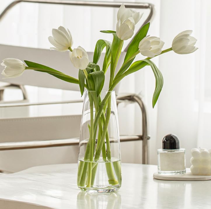 FANTESTICRYAN Modern Glass Vase Irised Crystal Clear Glass Vase for Home Office Decor (Crystal Clear) - Image 2