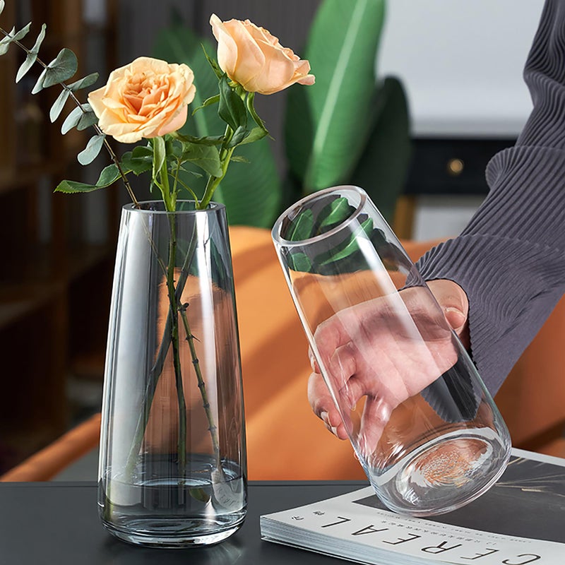 FANTESTICRYAN Modern Glass Vase Irised Crystal Clear Glass Vase for Home Office Decor (Crystal Clear) - Image 4