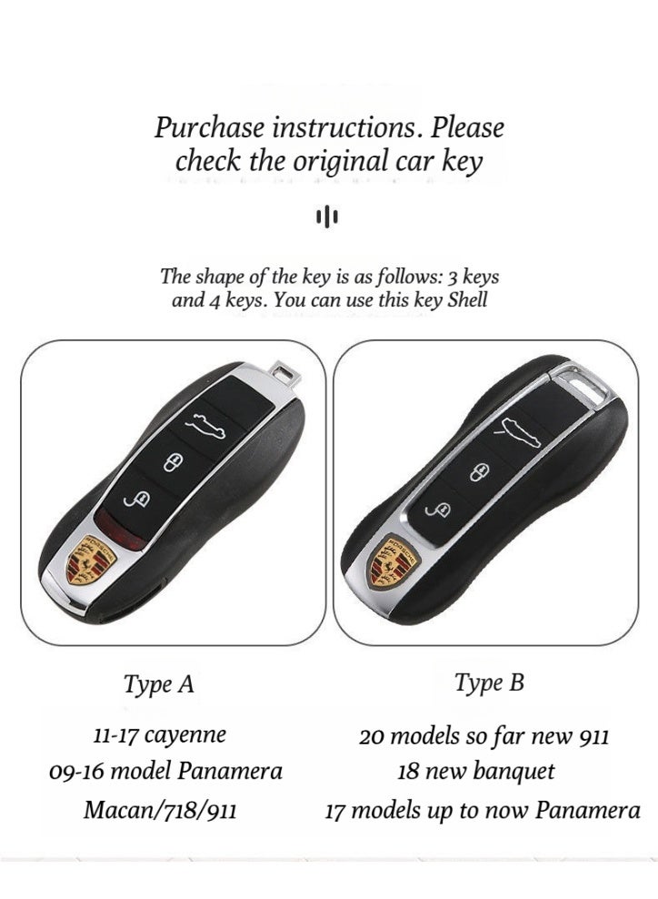 Porsche Design Suitable for Porsche key case, Cayenne, Macan, Panamera key covers, 718 modified key chain, key bag - Image 5